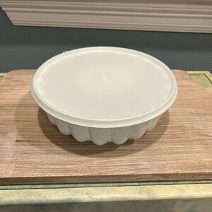 Vintage Tupperware 3-piece Jello Mold Speckled Gray Top & Bottom Seal/Removable